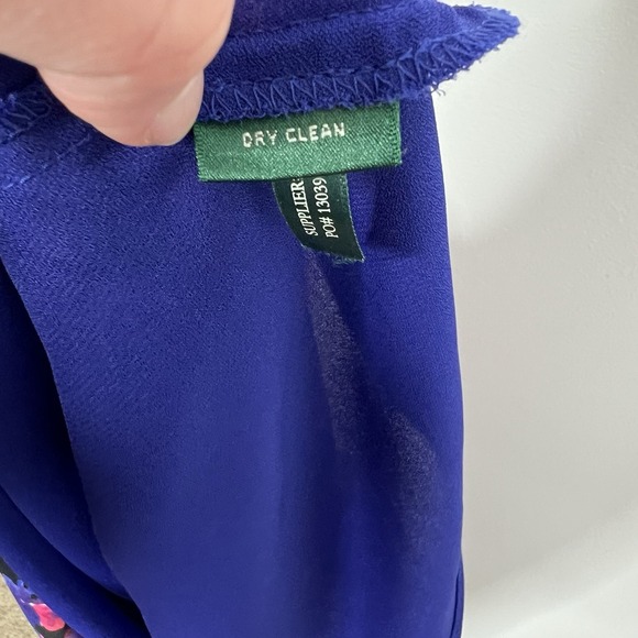 Lauren Ralph Lauren Dress Womens 4 Pink Purple Floral‎ Cowl Neck Vibrant Belted - Picture 8 of 10